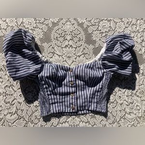 Lulus stripped denim crop top. Size XS